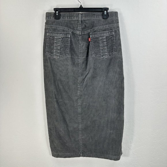 Vintage Levi’s Long Skirt Corduroy Surplus Sz 8 Gray Boho‎ Side Slit Red Tab - Picture 5 of 9